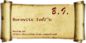 Borovits Iván névjegykártya